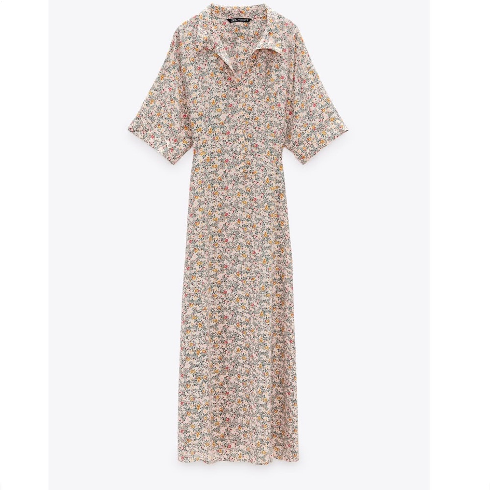 Zara S light airy button front floral dress.